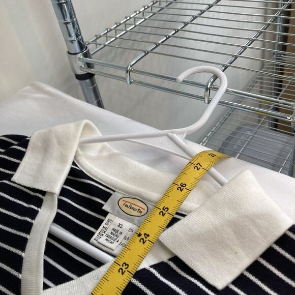 Talbots Women's Black White Striped Sleeveless Polo Shirt Size XL Preppy Tennis - Picture 3 of 10